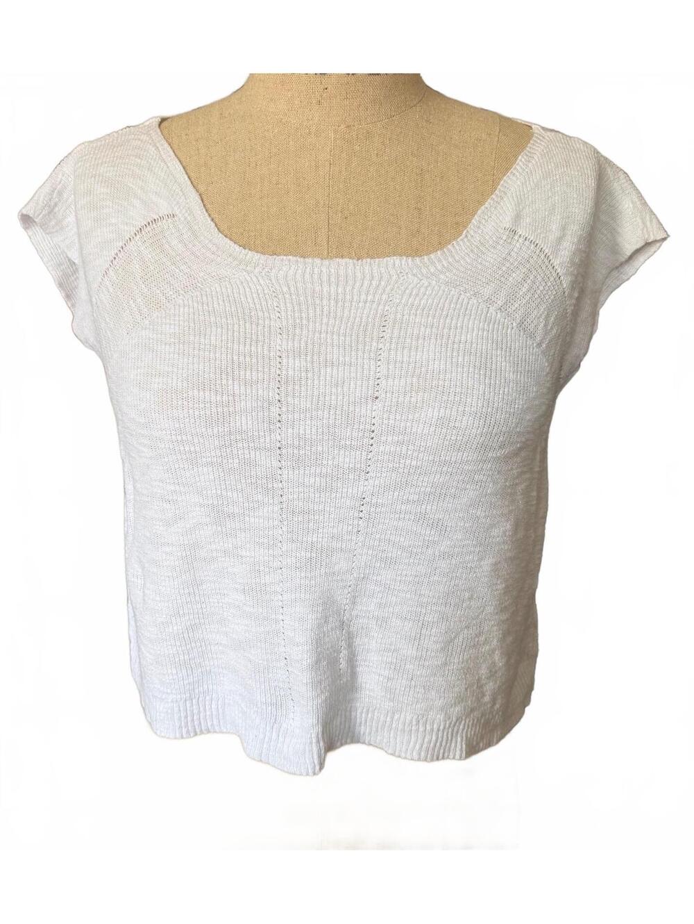 STITCHDROP White Lightweight Knit Cropped Sweater Top Size S